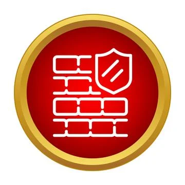 Firewall icon protecting network security and data privacy Illustrazione stock