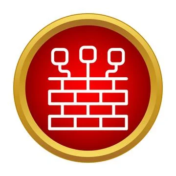 Firewall icon representing network security and data protection Illustrazione stock