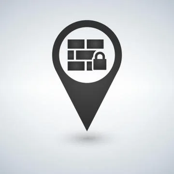 Firewall map pointer vector icon Stock Illustration