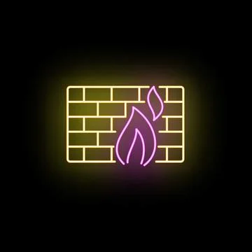 Firewall neon icon representing network security protection Stock Illustration