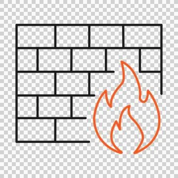 Firewall network security icon, digital data protection and cyber safety symbol. Stock Illustration