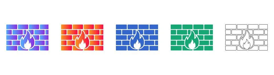 Firewall Network Security Icon Set Stock Illustration