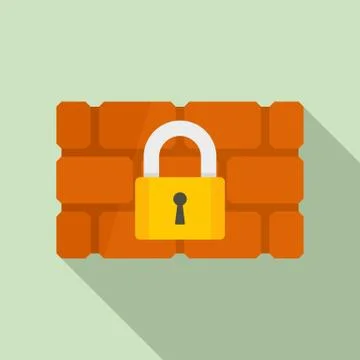 Firewall padlock icon, flat style Illustrazione stock