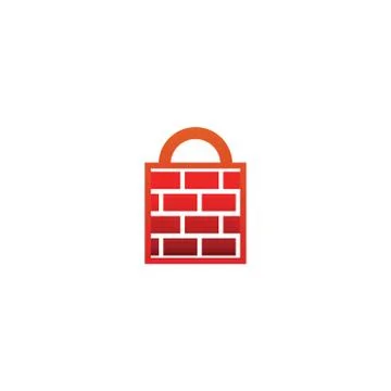 Firewall padlock logo design template vector Stock Illustration