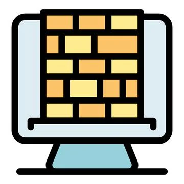 Firewall protecting computer system with brick wall symbol Stock-Illustration