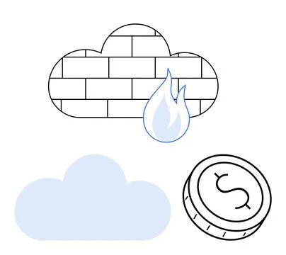 Firewall Protection and Cloud Storage Security with Financial Savings Concept イラスト素材