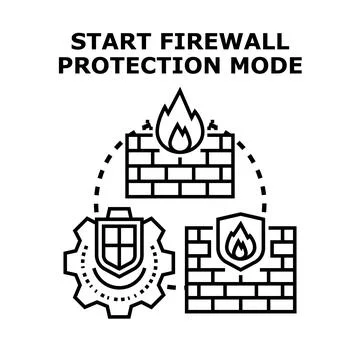 Firewall protection mode concept for cyber defense Stock Illustration