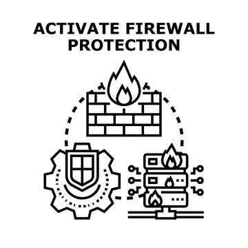 Firewall protection securing network server data Stock-Illustration