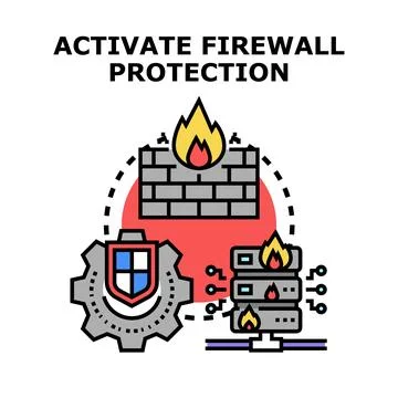 Firewall protection securing network server data イラスト素材