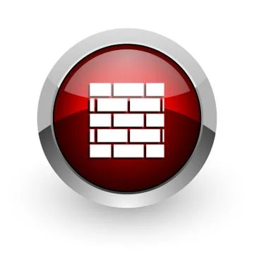 Firewall red circle web glossy icon. Stock Illustration