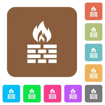 Firewall rounded square flat icons Stock Illustration