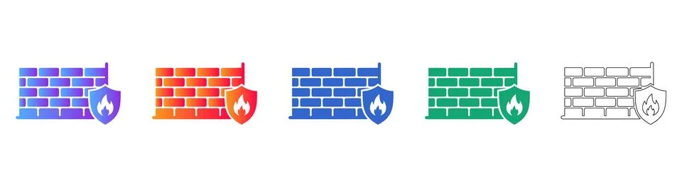 Firewall Security Brick Wall Icons Stock Illustration