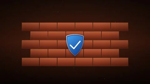 Firewall Security Concept Animation with Shield and Brick Wall Видео 347966146