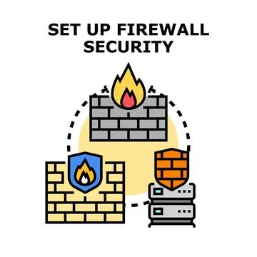 Firewall security protecting data and network infrastructure Stockillustratie