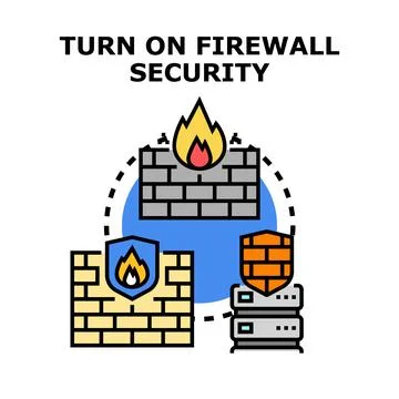 Firewall security protecting server data and network イラスト素材