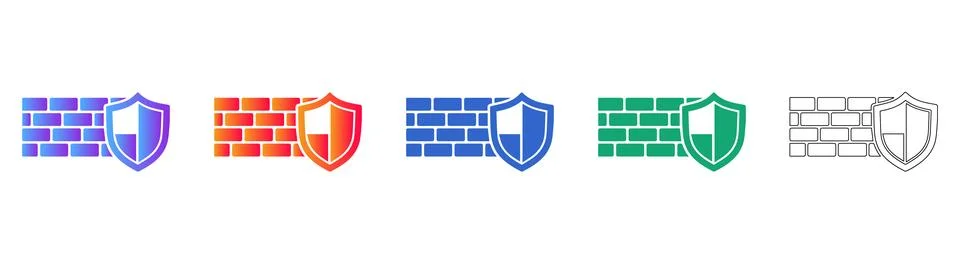 Firewall Security Protection Icons Stock Illustration