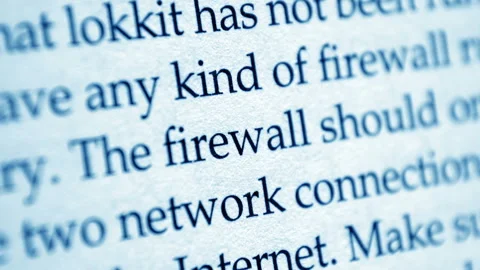 Firewall Security Text Close-Up on Digital Document Stock Footage 334490339