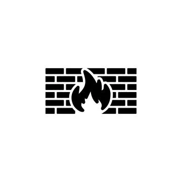 Firewall, Security Wall, Security Solid Flat Vector Icon Isolated on White Ba Illustrazione stock