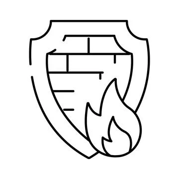 Firewall shield with fire protecting network security Stock Illustration