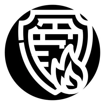Firewall shield with flames blocking threats digitally 스톡 일러스트
