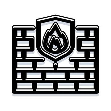Firewall shield protecting network security system icon イラスト素材