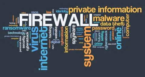 Firewall software - computer security concept. Word cloud. Stock Illustration