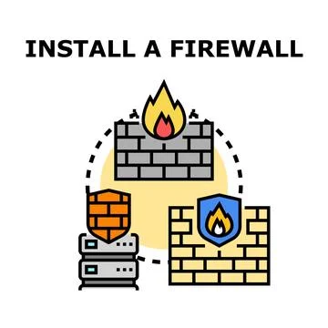 Firewall system protecting server data and networks 스톡 일러스트