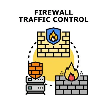 Firewall traffic control protecting network server data Stock-Illustration