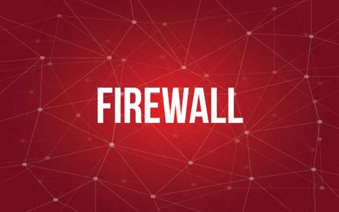 Firewall white text illustration with red constellation map as background Illustrazione stock