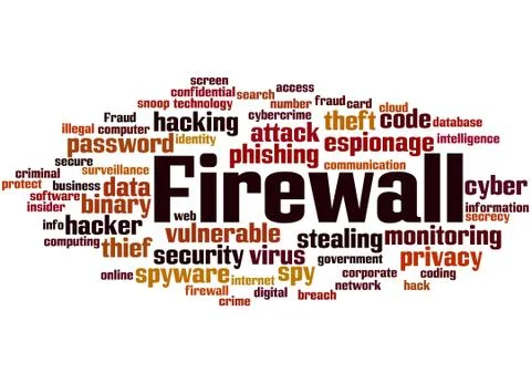 Firewall, word cloud concept Illustrazione stock