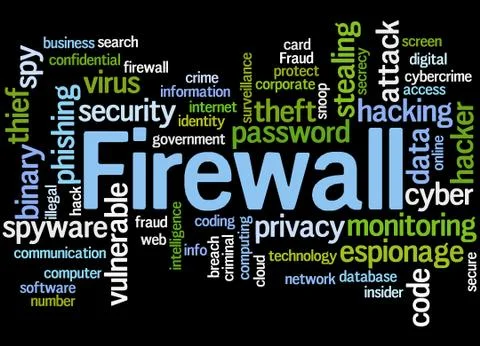 Firewall, word cloud concept Illustrazione stock