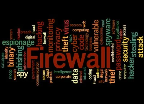 Firewall, word cloud concept Illustrazione stock
