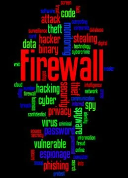 Firewall, word cloud concept Illustrazione stock