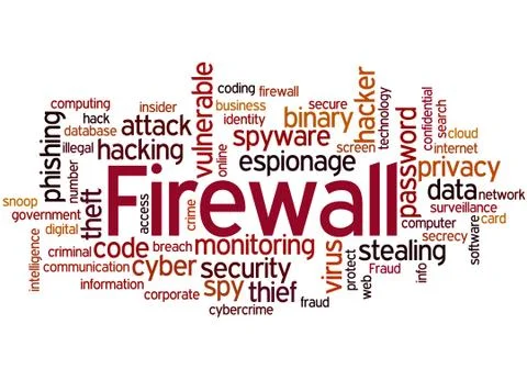 Firewall, word cloud concept Illustrazione stock