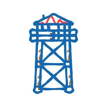 Firewatch tower wildfire disaster icon doodle illustration Stock Illustration