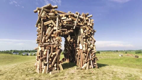 Firewood arch without nails and glue Stock Footage 133711708