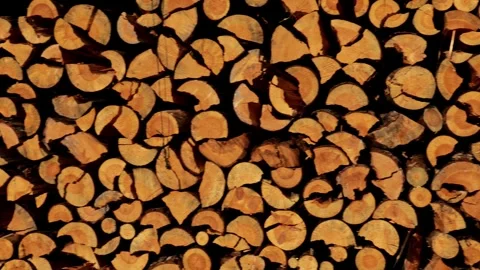 Firewood background. solid fuel.stack of chopped firewood Stock Footage 305402587
