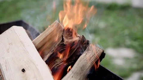 The firewood burning in a brazier closeup Stock Footage 72706533