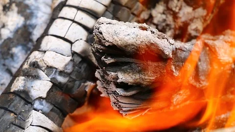 Firewood is burning - close up view Stock Footage 115484032