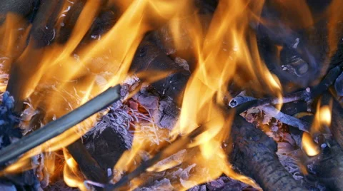 Firewood Burning in the Fireplace Stock Footage 41423233
