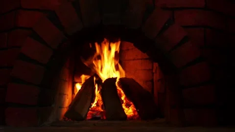 Firewood is burning in the fireplace Stock Footage 342558340