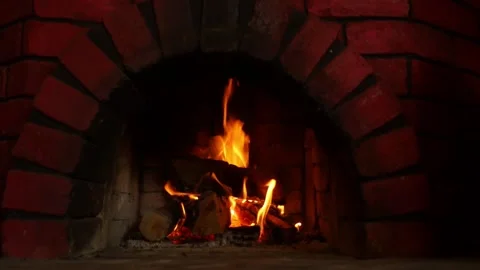 Firewood is burning in the fireplace Stock Footage 342559508