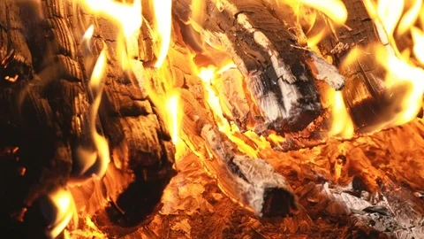 Firewood burning Flame close up Stock Footage 117363499