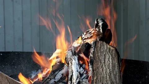 Firewood is burning in the grill Stock Footage 196822127