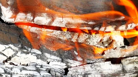 Firewood Burning Macro Stock-Footage 87540482