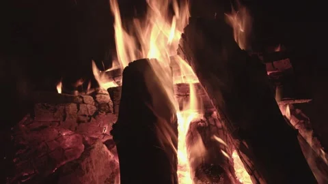 Firewood burning in the night 스톡 동영상 151949106
