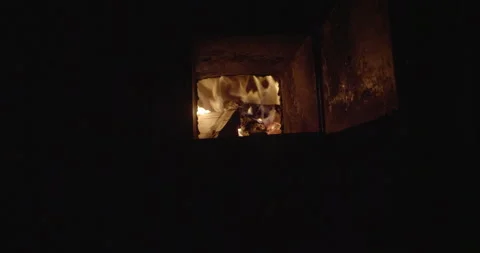 Firewood burning in the oven Stockbeeldmateriaal 242628042