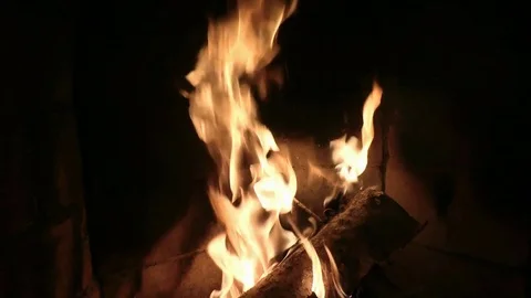 Firewood burns in a fireplace2 Stock Footage 78870064