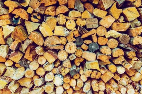 Firewood close up background Stock Photos