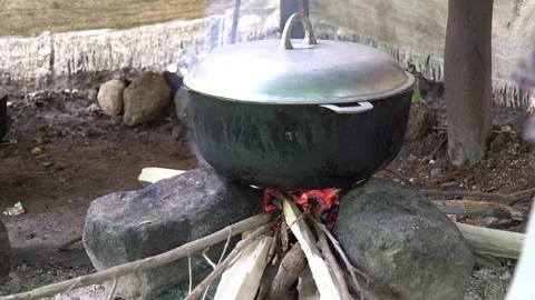 Firewood Cooking Stock Footage 75399147